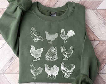Sweat poulet, chemise poulet femme, amour poulets, chemise animal, chemise fête des mères, chemise agriculteur drôle, chemise amateur de poulet, t-shirt ferme