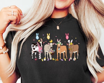 Cow Easter Sweatshirt, Happy Easter Sweater, Easter Day Shirt, Easter Cow Shirt, Western Shirt, Cow Lover Shirt, Farm Animals Sweatshirt