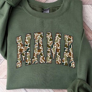 Mama Camo Sweatshirt, Camo Coquette Bow Shirt, Duck Hunting Shirt, Mama Old School Camo Shirt, Women&#39;s Camouflage Shirt, Mother&#39;s Day Gift