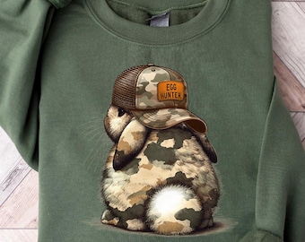 Easter Camo Sweatshirt, Egg Hunter Camo Easter Shirt, Camo Easter Bunny Shirt, Happy Easter Shirt, Easter Egg Hunt Kids Shirt