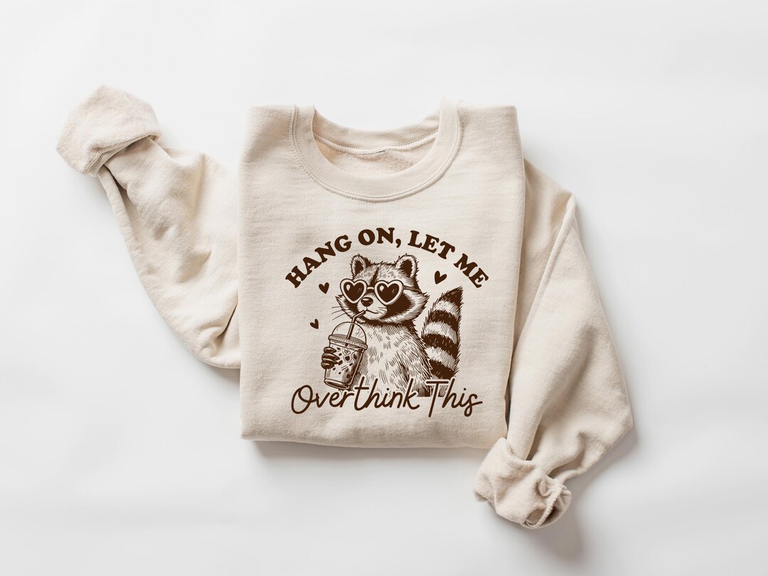 Hang on Let Me Overthink This, Sarcastic Saying, Racoon Meme Sweatshirt ...