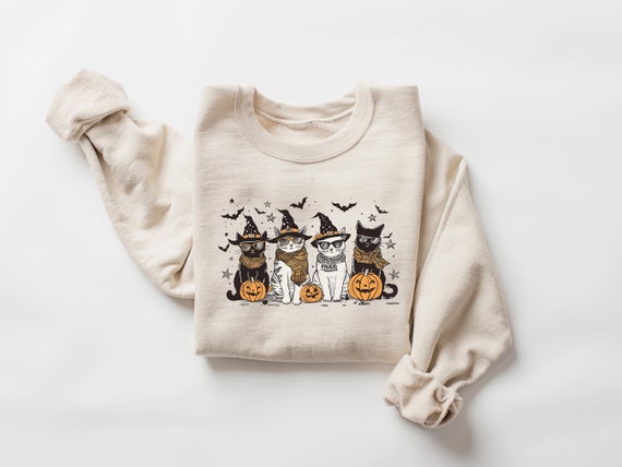 Cool Halloween Cats Sweatshirt, Funny Halloween Cat Shirt, Cute Cat Halloween Shirt, Cute Fall Shirt, Spooky Season Shirt, Halloween Gift