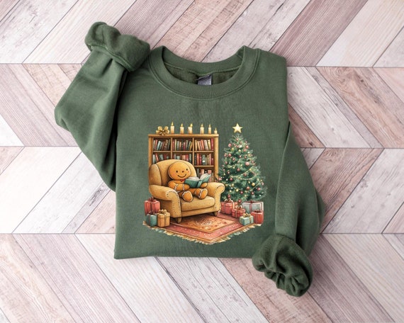 Gingerbread Reading Books Sweatshirt, Christmas Teacher Sweatshirt, Librarian Christmas Sweatshirt, Christmas Reading, Book Lover Xmas Gift