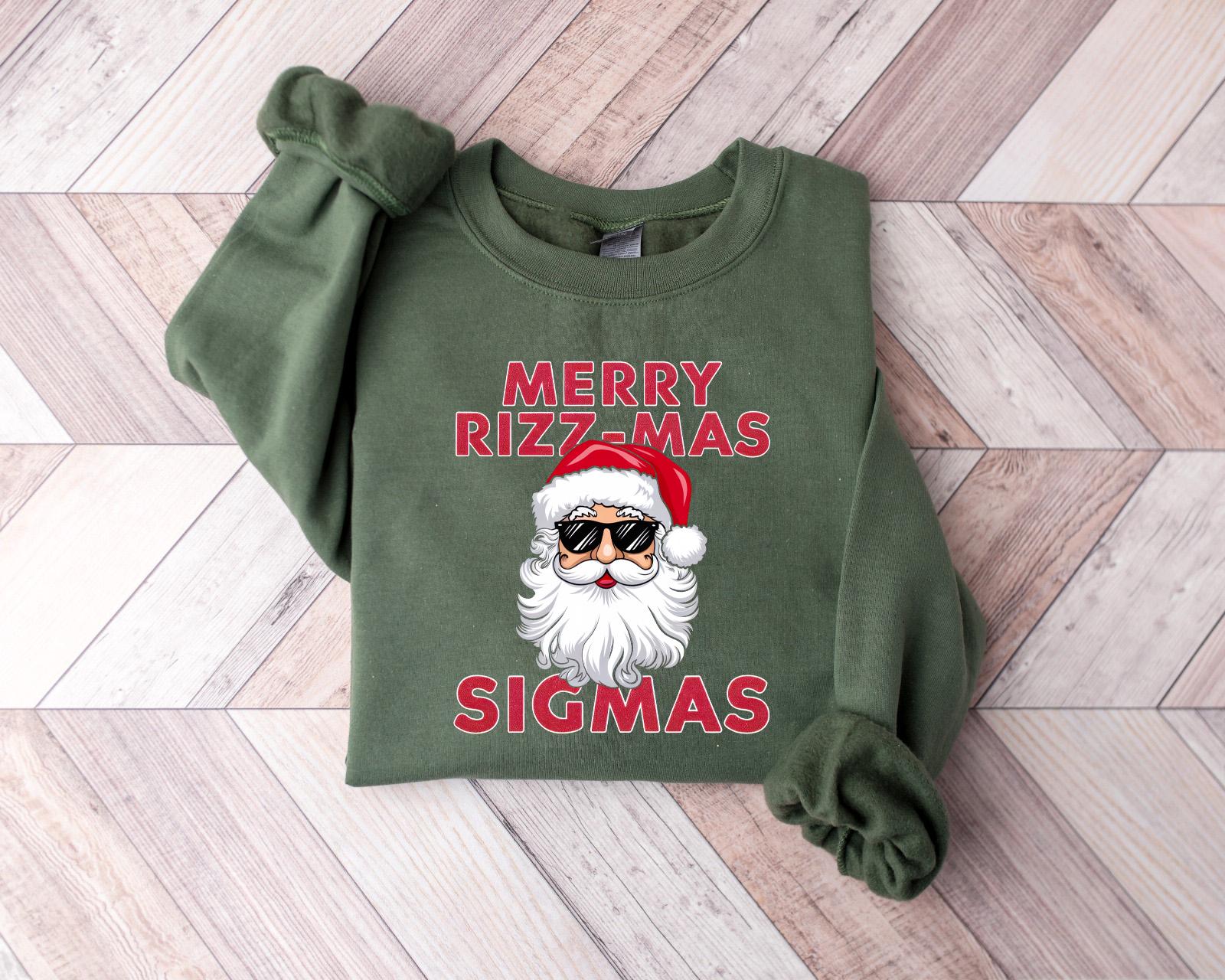 Merry Rizzmas Rizzler Merry Rizzmas Sigmas Santa Sweatshirt, Rizz the Season Santa Sweatshirt ...