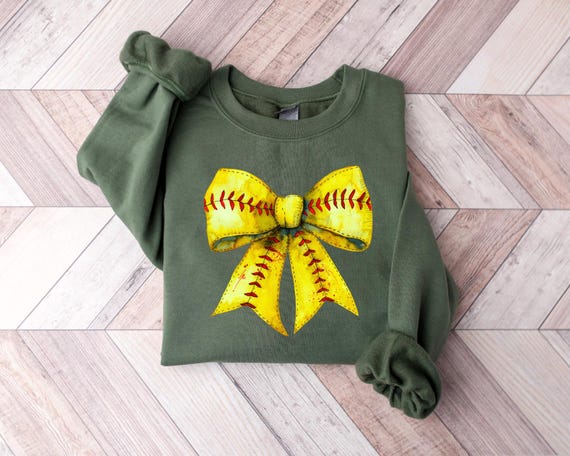 Softball Sweatshirt, Coquette Softball Sweatshirt, Softball Bow Shirt, Softball Mom Shirt, Game Day Shirt, Fall Sports Gift
