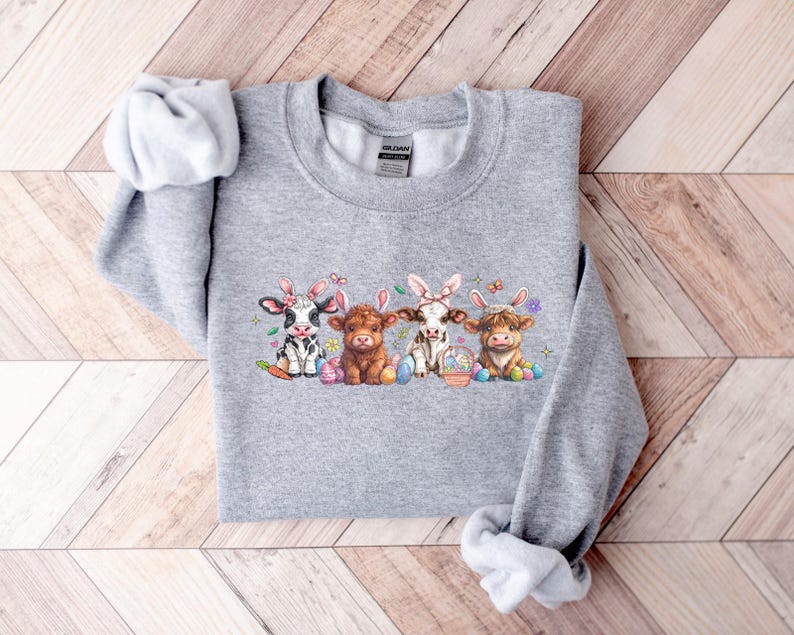 Easter Cow Sweatshirt, Heifer Easter Day Shirt, Funny Easter Shirt, Gift For Easter, Easter Animal Shirt, Cute Easter Shirt, Easter Kids Tee image 4