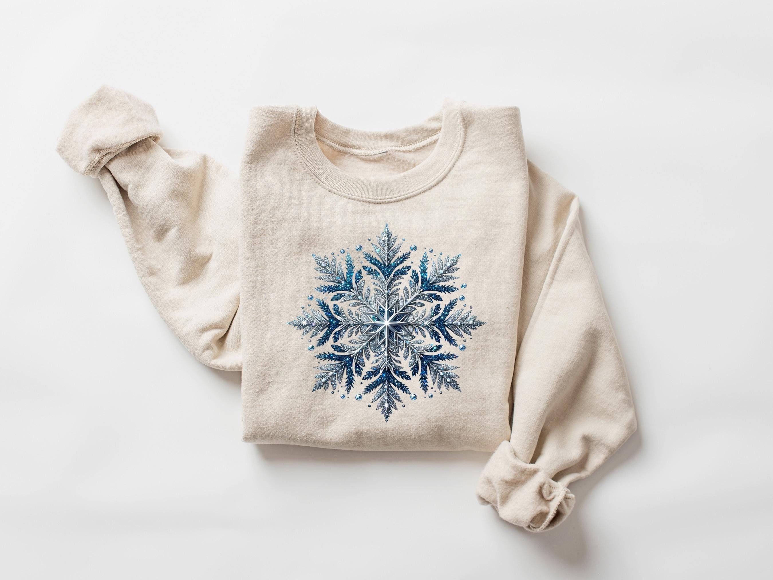 トップス SNOW FLAKE SWEAT SHIRTS Snowflake Sweatshirt, Cute Winter Hoodie for Women