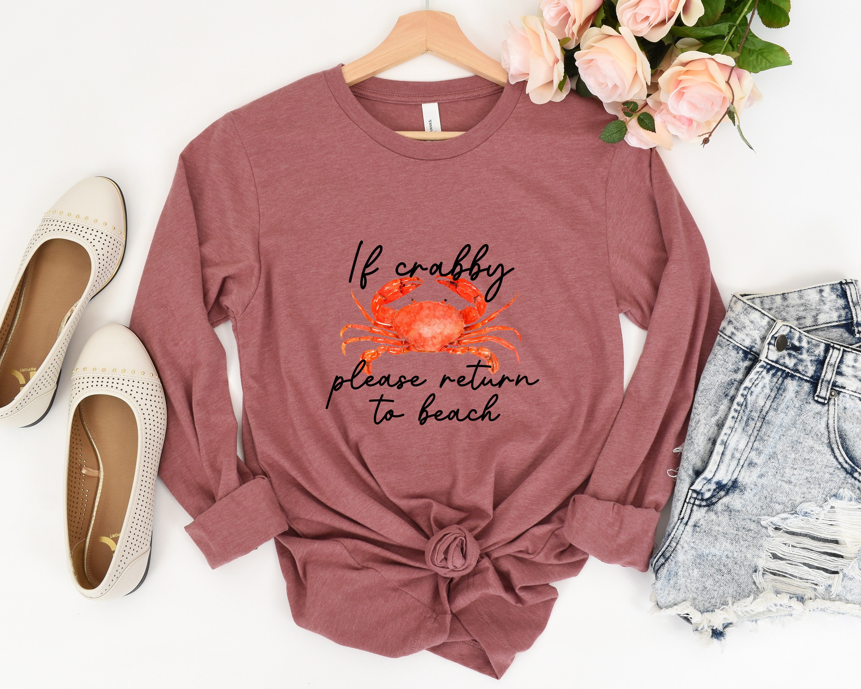 Funny Beach Shirt Summer Shirt for Women If Crabby Please Etsy