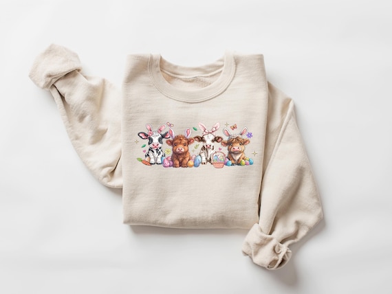 Easter Cow Sweatshirt, Heifer Easter Day Shirt, Funny Easter Shirt, Gift For Easter, Easter Animal Shirt, Cute Easter Shirt, Easter Kids Tee