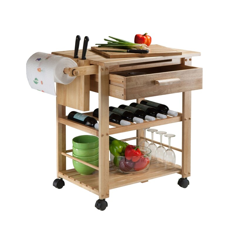 Wooden Kitchen Rolling Carts Kitchen Island Storage Utility Etsy