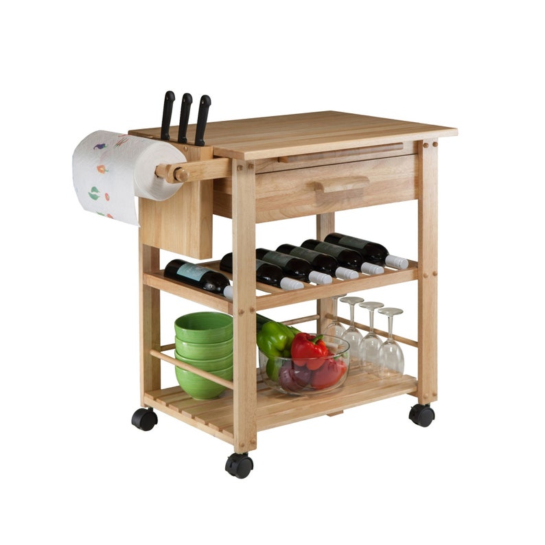 Wooden Kitchen Rolling Carts Kitchen Island Storage Utility Etsy
