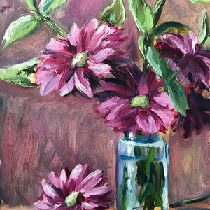 painting with flowers, flowers, oil painting, painting on fiberboard 30x24 cm, gift for home,