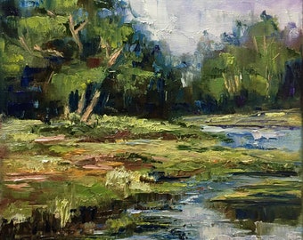 Impressionist Oil Painting: Nature Landscape on Canvas (11.81x11.81 inches)