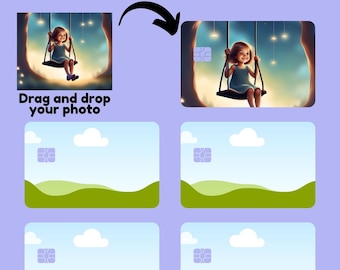 Skin per carta di credito, skin per carta di debito, modello per skin per carta di credito, modello per skin per carta di debito, modello Canva, carta di debito personalizzata, adesivo per carta