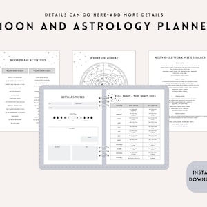 Moon And Astrology Planner, Printable Moon Astrology Guide, 2024 Zodiac Planner, Lunar Calendar, Moon Calendar, Moon Phase Calendar, Zodiac