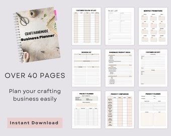 Handmade Craft Business Planner, Printable Planner For Small Business, Crafting Business Digital Planner, Craft Handmade Business Start Up