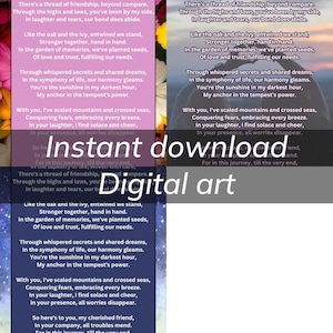 Arte de poesia de melhores amigos, poema de melhor amigo, poema para amigo, presente para melhor amigo, poema digital, arte de parede para impressão, imagem digital