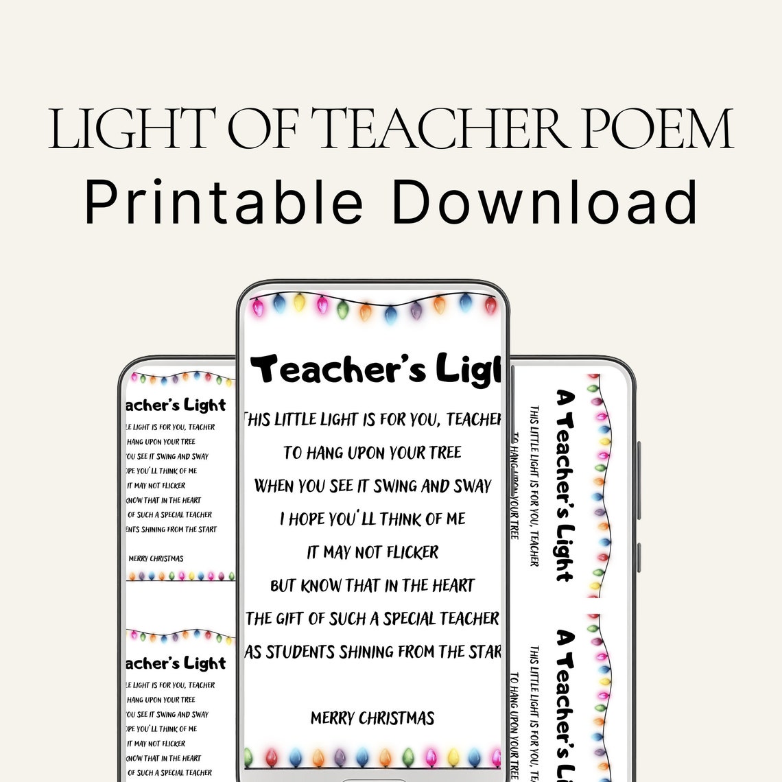 A Teachers Light Poem, Teacher Gift, Digital Download, Printable Poem