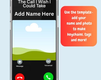 Memorial Keychain Template, Phone Call Template, Memorial Sublimation Template For Canva, Drag and Drop Photo, Phone Memorial Editable