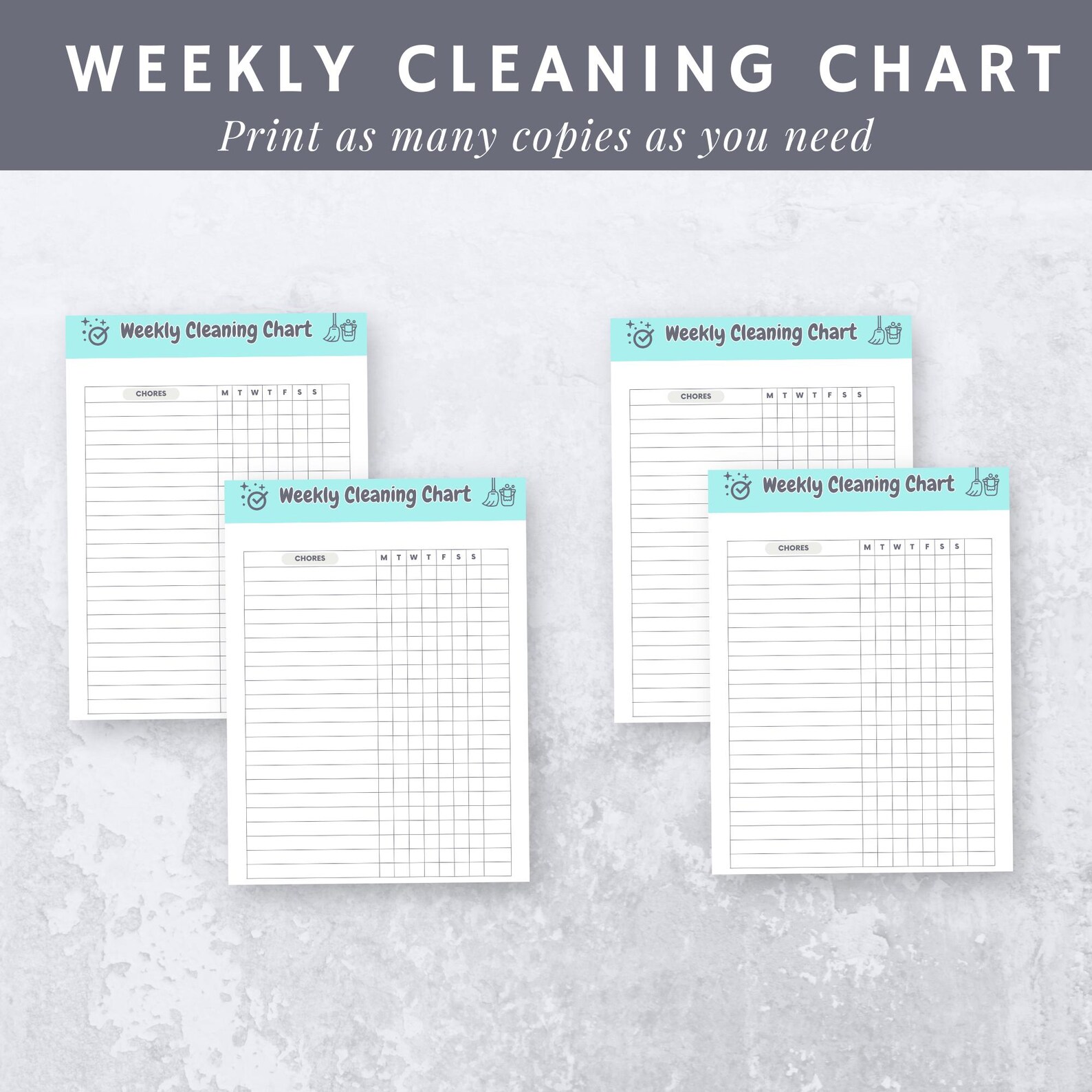 Weekly Cleaning Chart, Printable Chore Chart, Weekly Chore Chart ...