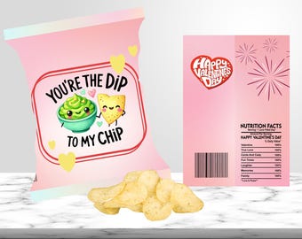 Valentine Chip Bag Template Editable, Printable Chip Bag, DIY Valentine Party Favor, Instant Download, Personalized Gift, Class Valentines