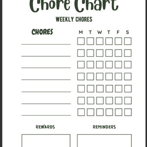 Printable Digital Download Weekly Chore Chart, Daily Checklist for ...