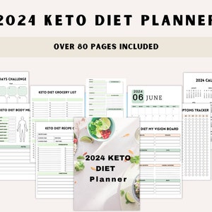Keto Diet Planner, 2024 Keto Diet Planner, Digital Download Keto Planner, Printable Keto Planner, Keto Diet, Keto Food List Tracker, Instant