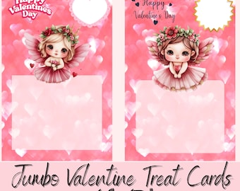 Jumbo Treat Card, Jumbo Valentine Card, Jumbo Valentine's Day Card, Treat Card Template, Jumbo Treat Card Template, Digital Download