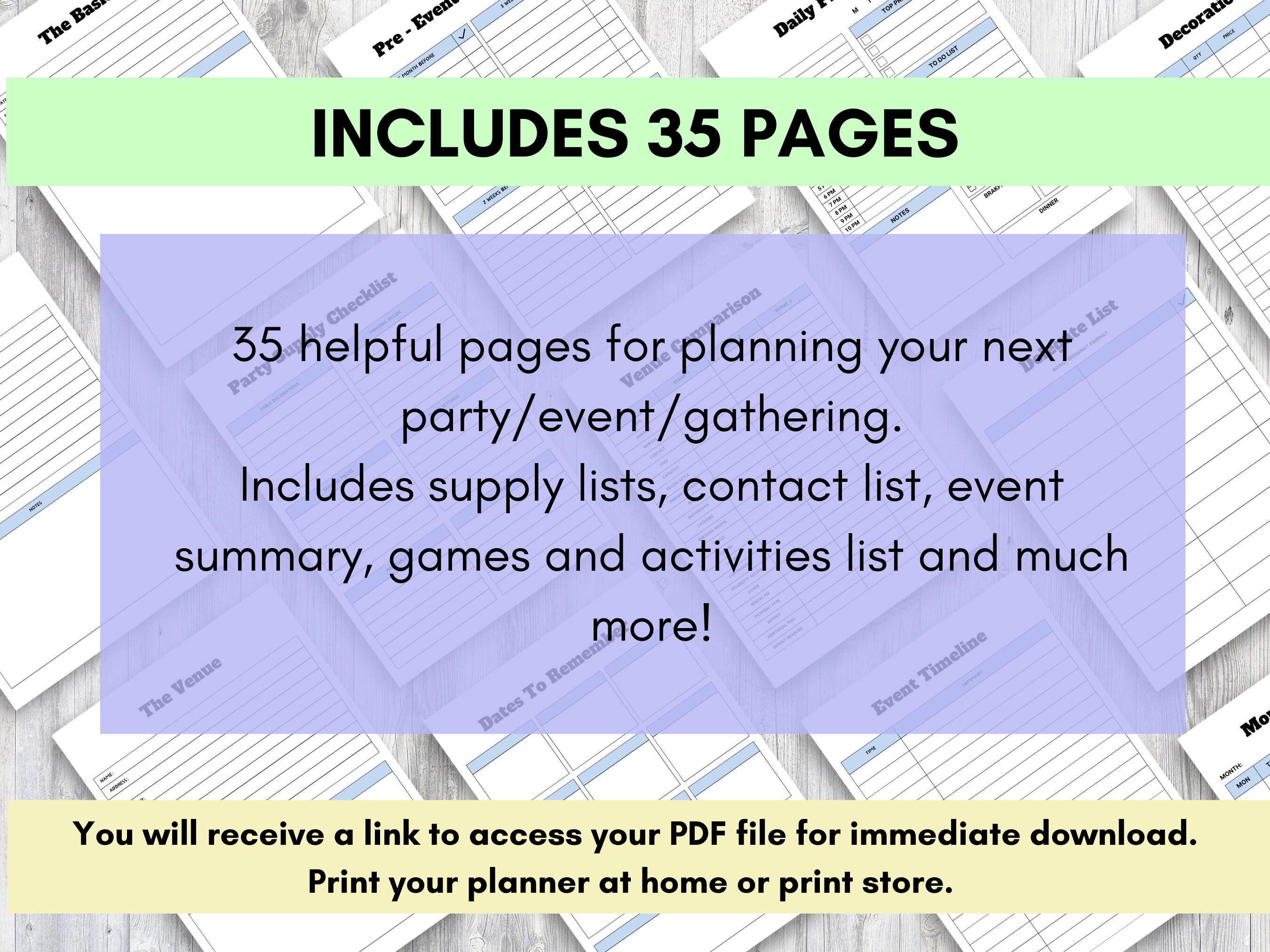 Party Event Printable Planner, Birthday Party Planner, Event Planner ...