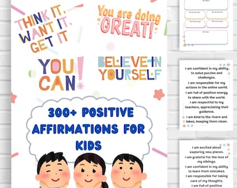 300 Affirmations For Children, Daily Affirmations, Kids Daily Affirmations, Digital Download, Editable PDF, Affirmations For Kids, Motivate