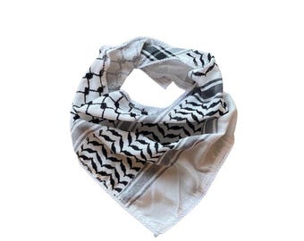 Conjunto de 6 bandanas kuffiyeh, lenços palestinos feitos à mão, bandanas kuffiyeh vintage de tamanho pequeno.