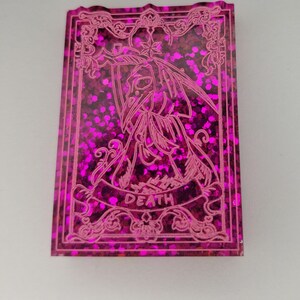 Aimant de carte de tarot - Mort - Glitter rose vif