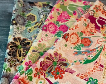 Kyoto Yuzen Rayon Crepe Fabric: Japanese Kimono Chirimen Fabric