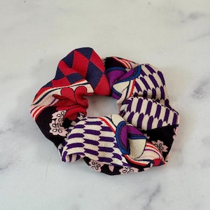 Japanese Kimono Fabric Scrunchies, Chirimen Scrunchies, Japanese Pattern Scrunchies, Colorful Scrunchies