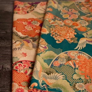 Kyoto Yuzen Crepe Fabric, Japanese Kimono Fabric, Chirimen Fabric, Japanese Crepe Fabric, Japanese Rayon Fabric