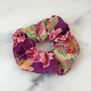 Japanese Kimono Fabric Scrunchies, Chirimen Scrunchies, Japanese Pattern Scrunchies, Colorful Scrunchies