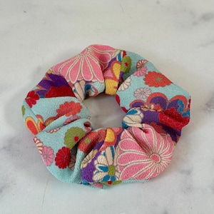Japanese Kimono Fabric Scrunchie: Handmade Chirimen Crepe