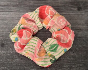 Japanese Kimono Fabric Scrunchie: Handmade Chirimen Crepe