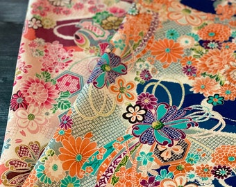 Kyoto Yuzen Rayon Crepe Fabric: Japanese Kimono Chirimen Fabric