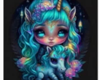Diamond Painting Kit, DIY Full ROUND Drill Bead, 11.8” x 11.8” (aka 12x12) Canvas, BEAUTIFUL Fantasy Leprechaun Girl, Colors w/ Unicorn