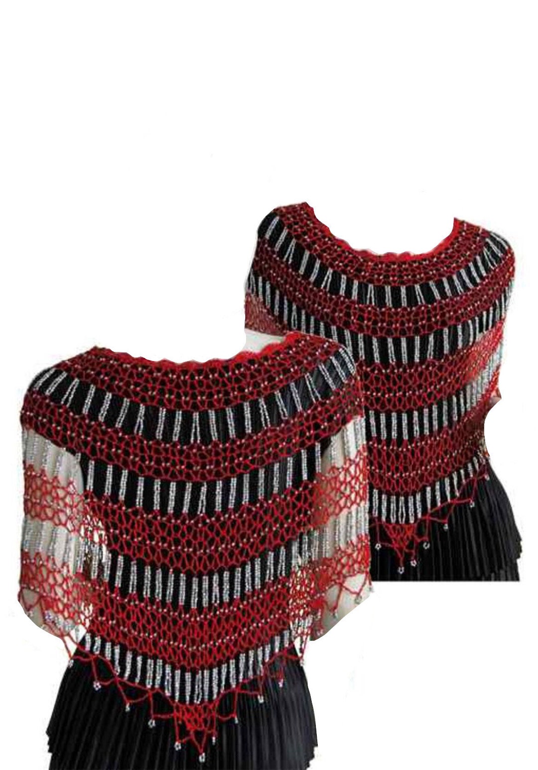 A Beautiful Red Sequence Bordered Poncho main image 0
