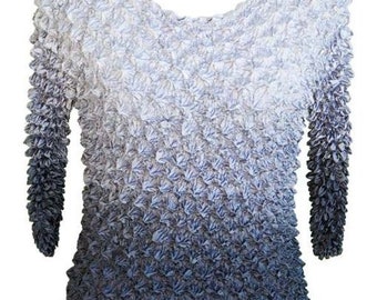 New Stunning Gray Shirt, Magic Popcorn shirt, bubble, crinkle Blouse, Long Sleeve variegated top A Must Have fits Up To XL