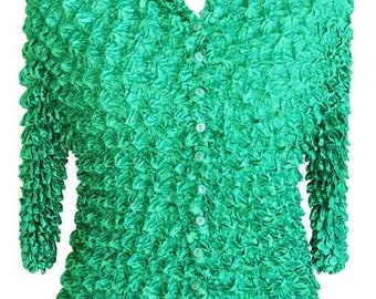 NEW Magic POPCORN Cardigan QUEEN size 1x to 3x solid kelly green I call christmas green buttons to collar