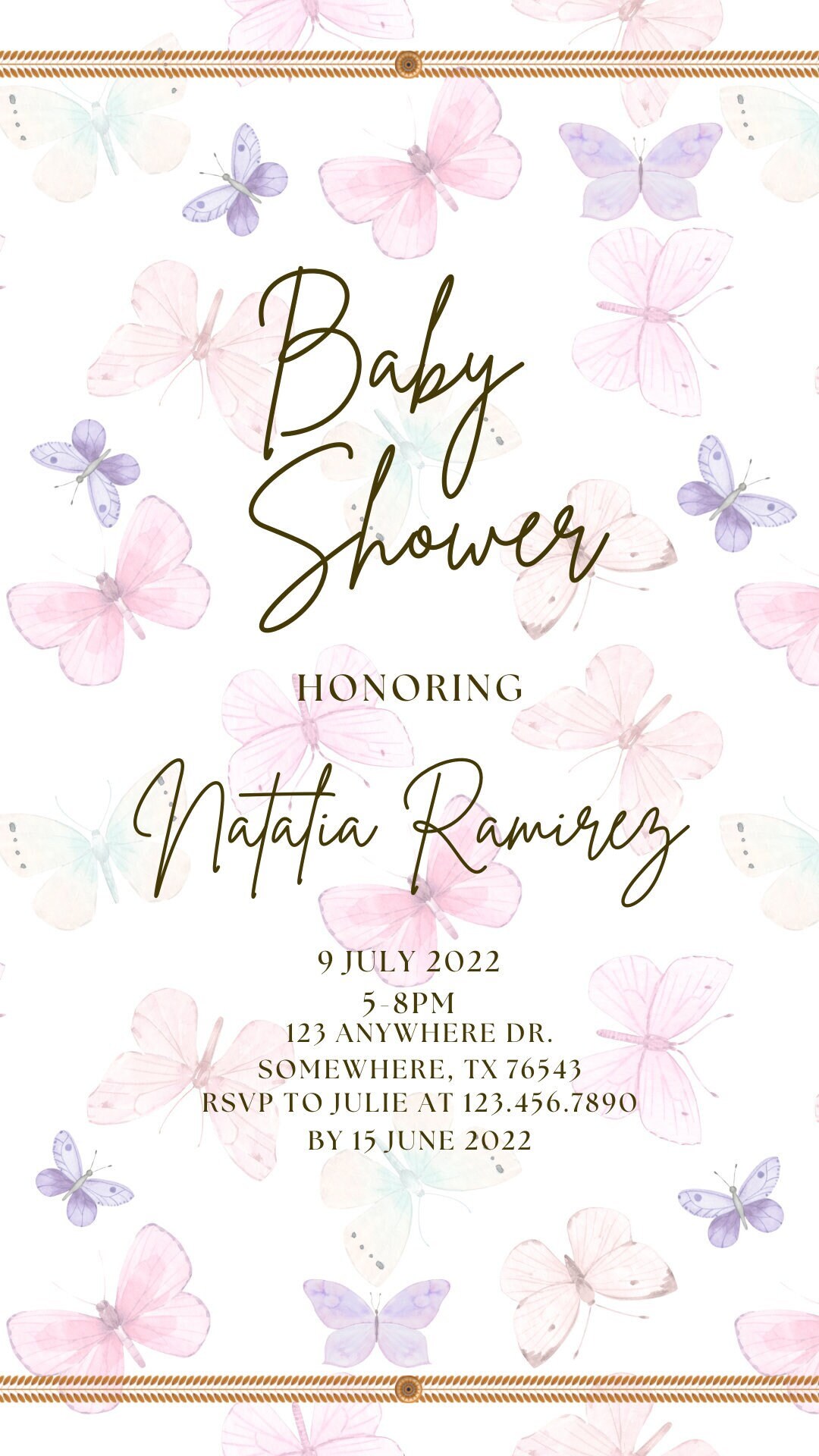 Butterfly Baby Shower Invitation Digital Baby Shower Evite Etsy