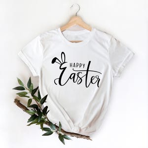 Fröhliches Ostern T-Shirt mit Hasenohren, süßes grafisches Oster-T-Shirt, Frühlingsurlaub Shirt, perfekt für Osterfeiern, Oster-T-Shirt