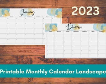 Printable 2023 Monthly Calendar Landscape