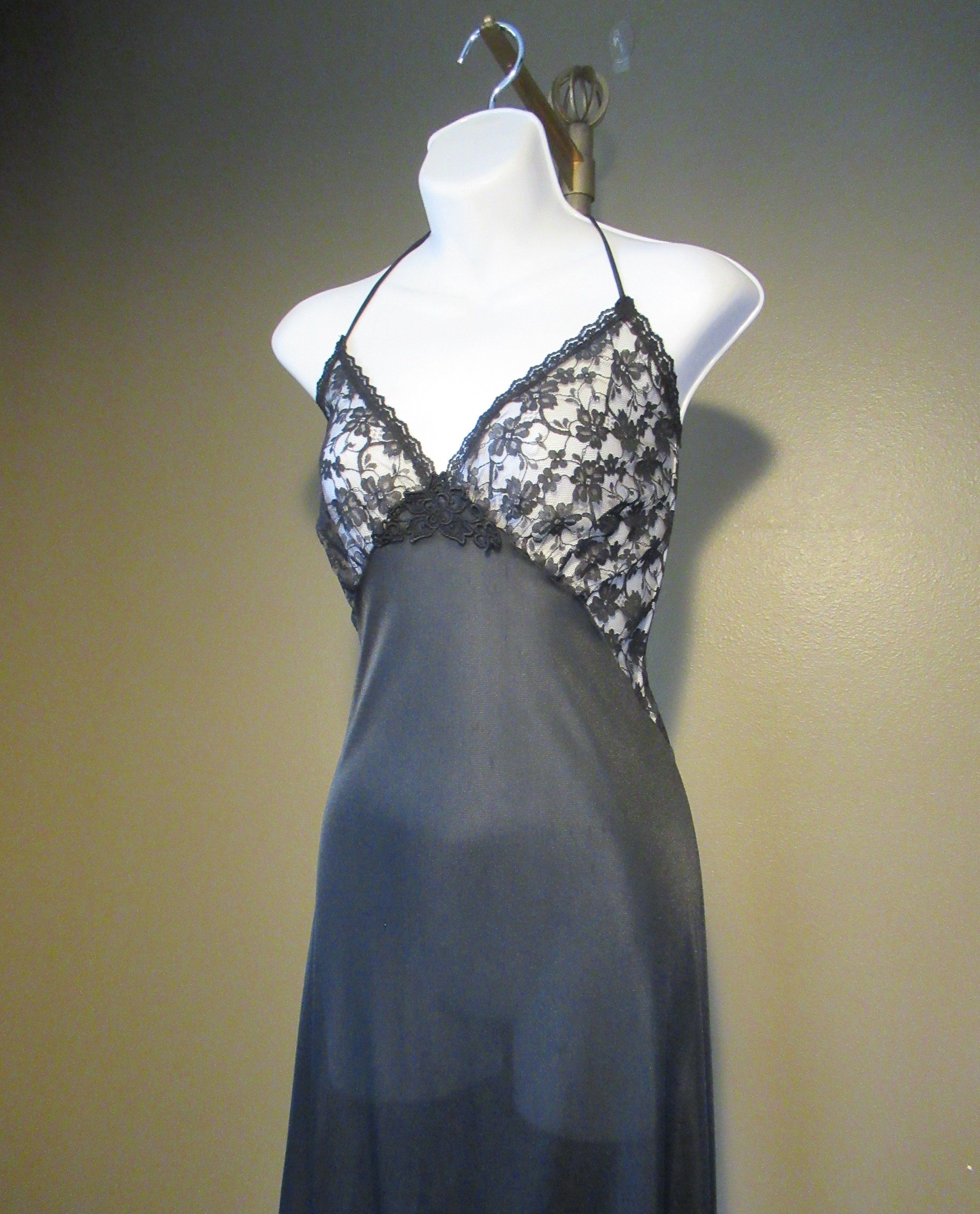 SEXY Vintage 1970s Plus Size Black Lace Mermaid Tango Skirt Negligee ...