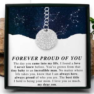 Cadeau de 21e anniversaire pour fils, porte-clés carte des étoiles personnalisé par date, cadeau sentimental de maman, porte-clés personnalisé pour jeune homme