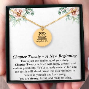 20th Birthday Gift for Her, 2005 Birth Year Necklace, Milestone Birthday Jewelry, Gift for Book Lover, Chapter Twenty Necklace