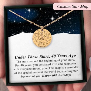 40.Geburtstagsgeschenk, Benutzerdefinierte Sternkarte Halskette bis Datum, Einzigartiges Geschenk für Frauen, personalisierte Schmuck für Sie, spezielles Andenken für Mutter, Frau